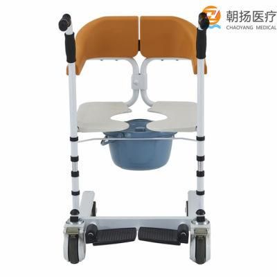 Hospital Adjustable Patient Nursing Transfer Toilet Wheelchair with Commode