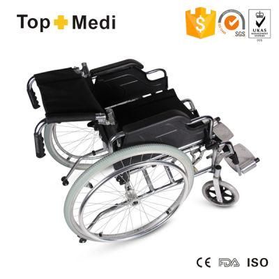 Hot Sale Manual Steel Folding Wheelchair for Handicapped People