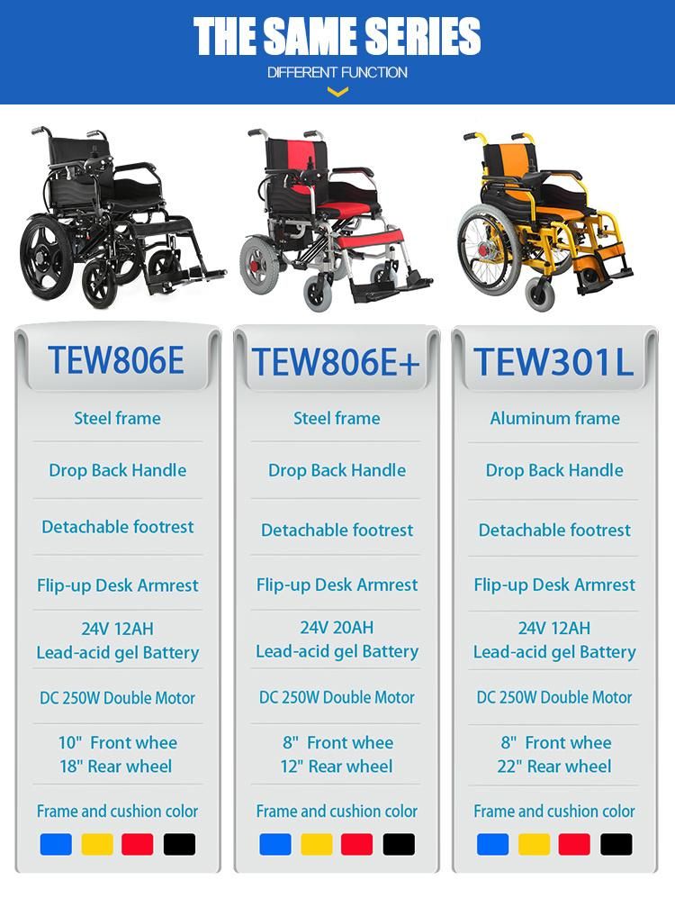 Health Care Supplies Remote Control Power Foldable Wheelchair for Elderly