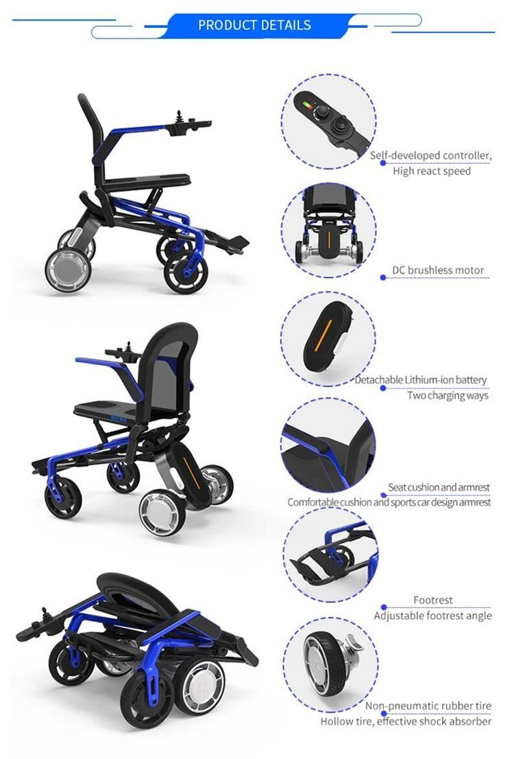 180W Brushless Motor Electric Folding Portable Wheelchair