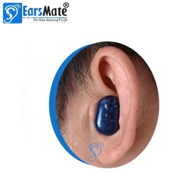 Rechargeable Hearing Aid Blue Color Fitting in Ear