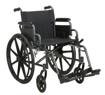 Disabled Wheelchair with Flip up Armrest and Detachable Footrest Wheel Chair Manual Folding Steel Heavy Duty Drive Medical Equipment