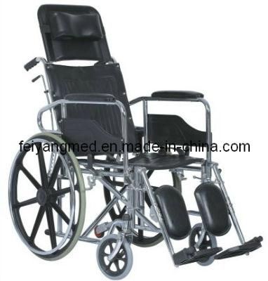 Chromed Foldable Steel Wheelchair with Reclining Back (FY954GCB)