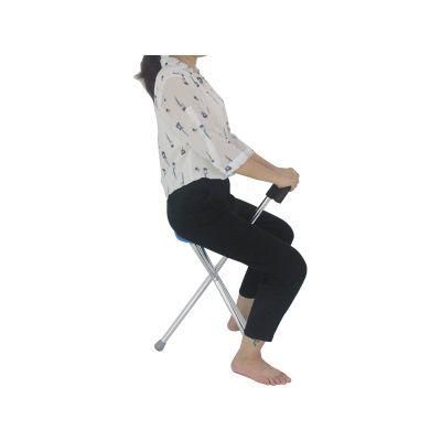 Foldable Medical Three Legged Walking Stick with Chair Seat for Old