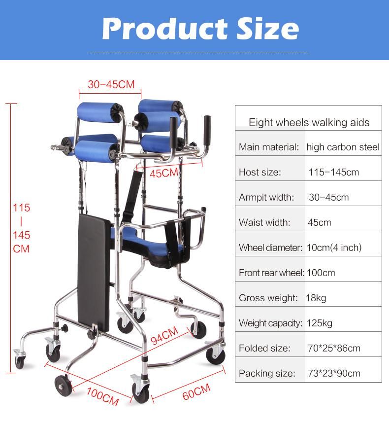 Hemiplegia Walker Stand Frame with Seat Wheel Rehabilitation Device