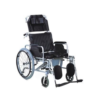 Topmedi Elderly Disabled Medical Manual Fold Aluminum Commode Wheelchair