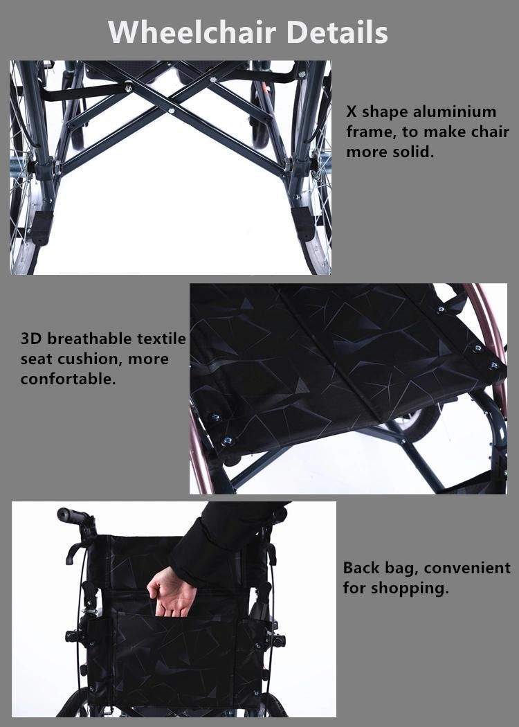 Chair Home Care Hospital Good Quality Aluminum Manual Wheelchair for Patients Wheelchair