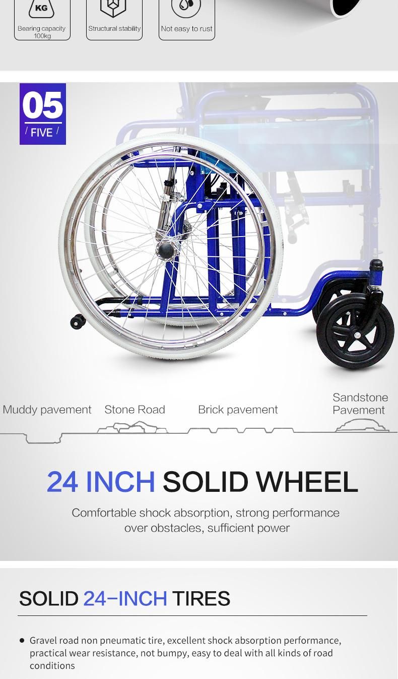 Hq603gc High Quality Medical Equipment Manual Folding Wheelchair with Commode