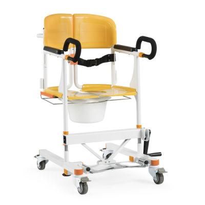Multi-Function Manual Folding Patient Transfer Chair Chairs for Bathing Disabled Commode Chair