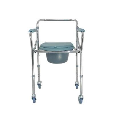 Mn-Dby001 Nursing Moving Shower Commode Chair Multifunction Manual Commode Chair for Older