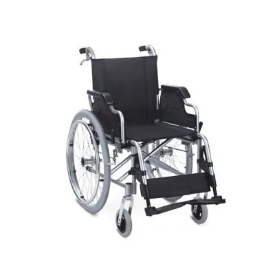 Medical Device Folding Steel Manual Wheelchair with Powder Coated Frame