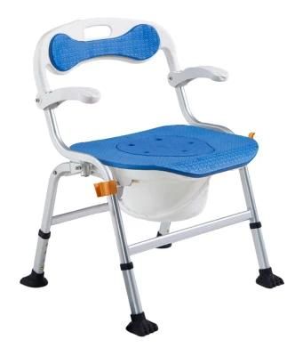 Luxury Folding Comfortable 2 in 1 Shower Bath Seat Aluminum Toilet Chair Commode Chair Portable