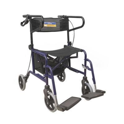 Topmedi Hotsales Lightweight Foldable Walker &amp; Rollator Wheelchair with Drum Brake for Elder