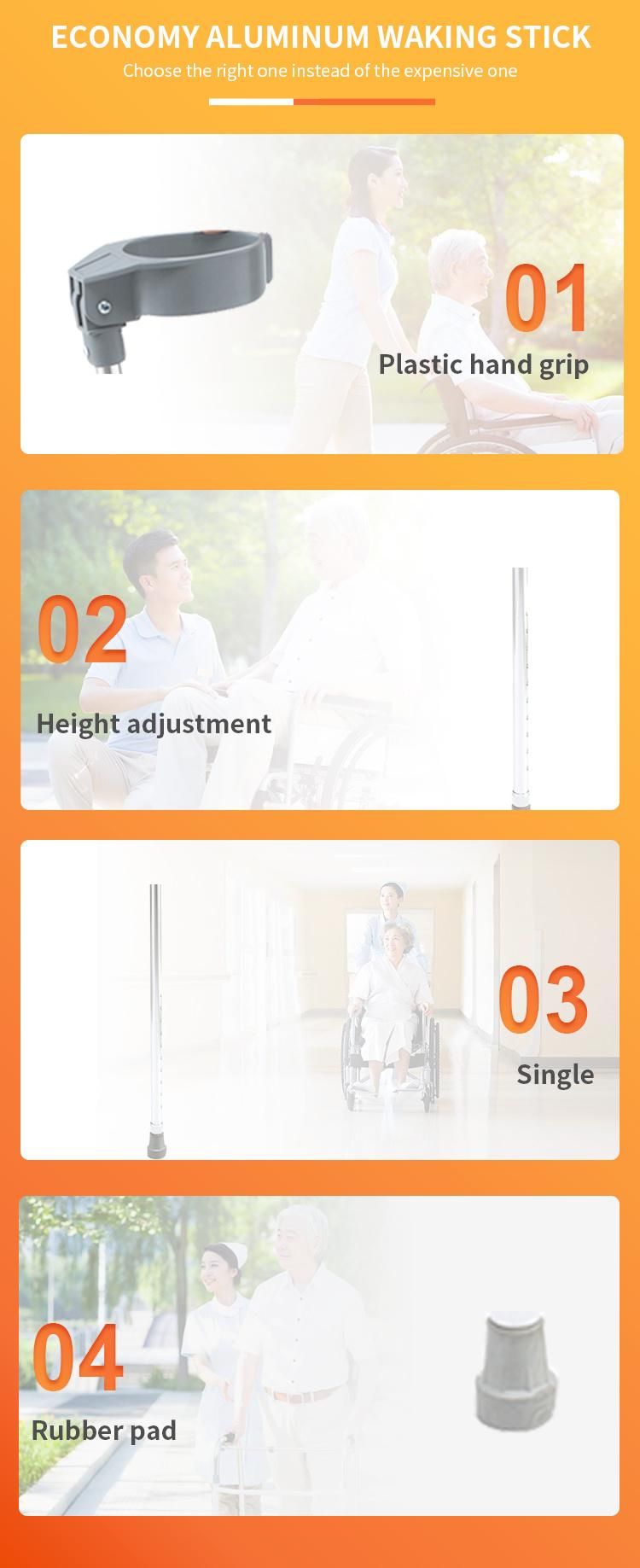 Europe Best Sale Medical Adjustable Health Care Heavy Duty Cane Elbow Crutch Aluminum Walking Stick
