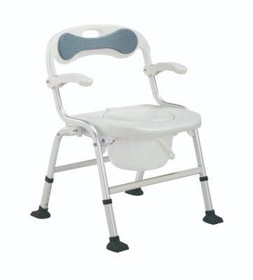 Folding 2 in 1 Shower Bath Seat Bathroom Aluminum Toilet Wheel Chair Commode Chair Disabled People Handicapped Nursing Elder