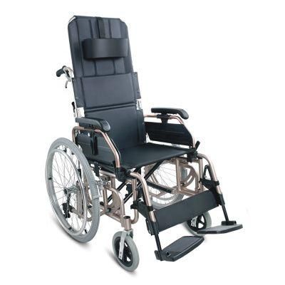 Aluminum Frame Reclining High Back Wheelchair with Drop Back Handle