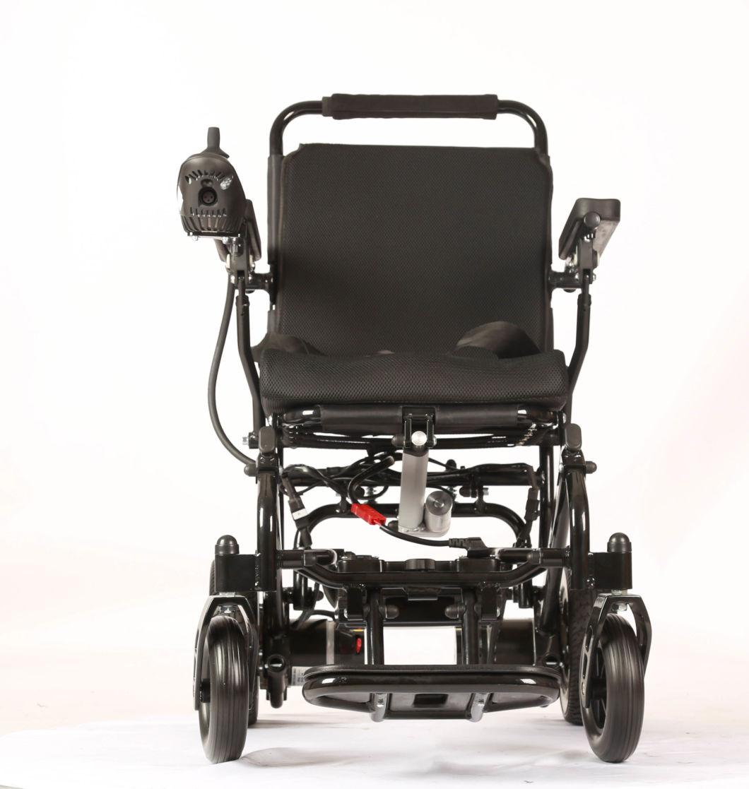 Light Weight Electric Wheelchair Two Step Quick Folding Aluminum Chair Frame with Electromagnetic Brake