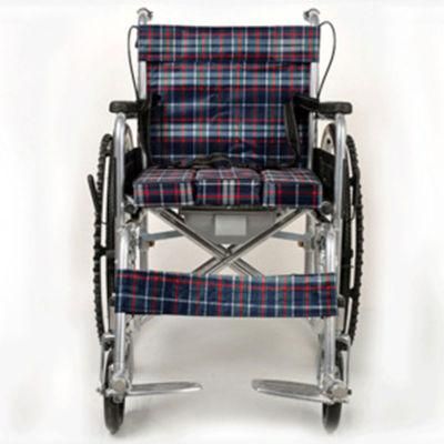 Cheap Rehabilitation Steel Use Manual Folding Commode Wheelchair for Elderly