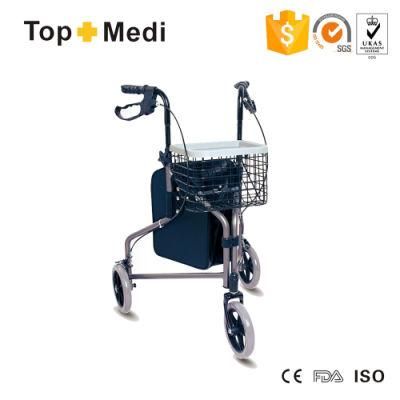 Topmedi Traveler 3 Wheel Rollator Walker with Hand Brakes