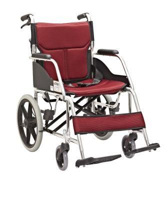 High Quality Red Travel Lightweight Folding Wheelchair for The Disabled