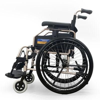 Topmedi Fashionable Lightweight Foldable Manual Wheelchair for Handicapped / Elder Aluminum with Flip up Armrest