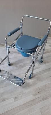Folding and Adjustable Back Backrest Commode Chair