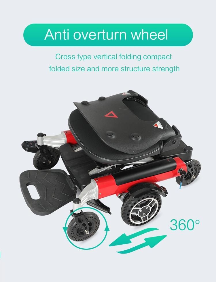 360 Degree Rotation in Place Remote Control Folding Motomized Power Electric Wheelchair