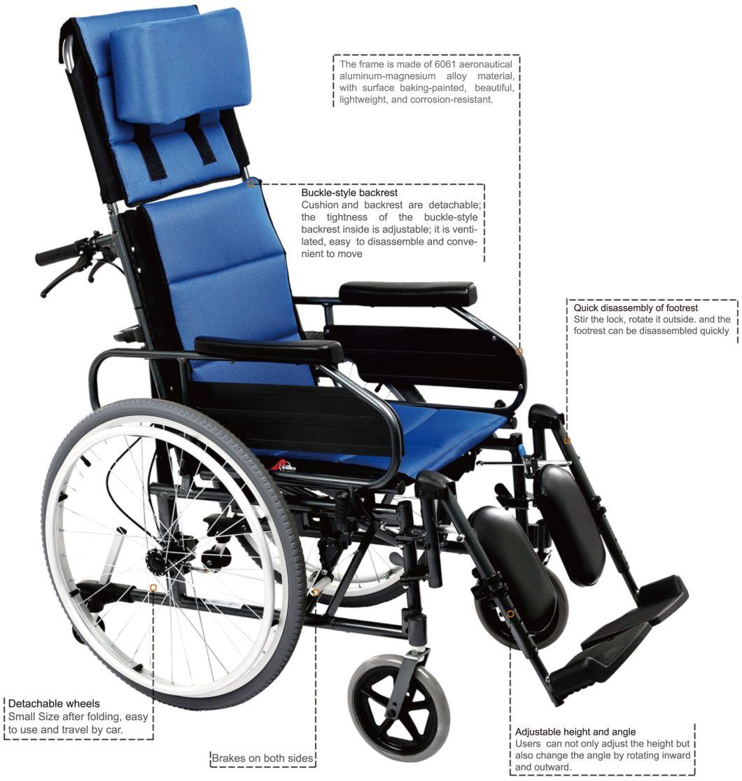 Foinoe Highback Folding Reclining Manual Wheelchair for Disabled People