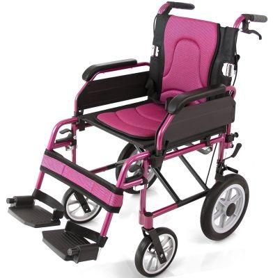 Medical Equipment Pink Manual Wheelchair with Armrests