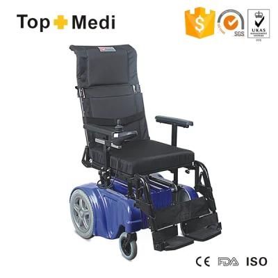 Topmedi High Bearing Reclining Power Wheelchair with Foldable Headrest