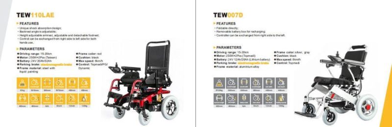 Topmedi Medical Equipment Lithium Battery Aluminum Electric Power Wheelchair