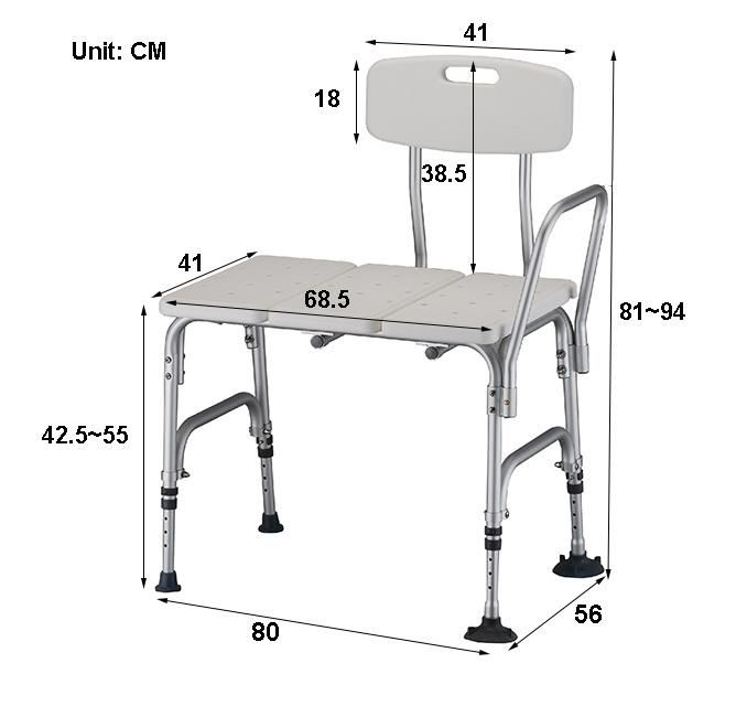 Commode Chair - Aluminum Bariatric Transfer Bench Bath Chair