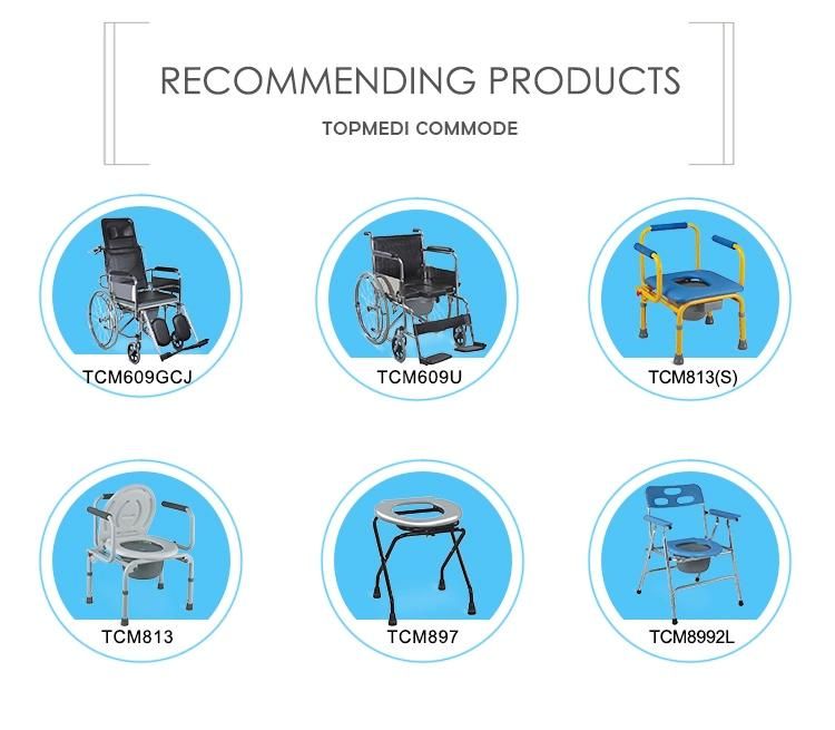 Topmedi Lightweigh High Back Steel Commode Wheelchair