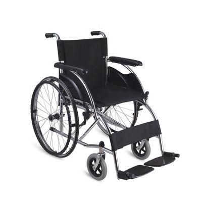 Manual Wheelchair with Fixed Armrest and Footrest for Elderly and Disabled