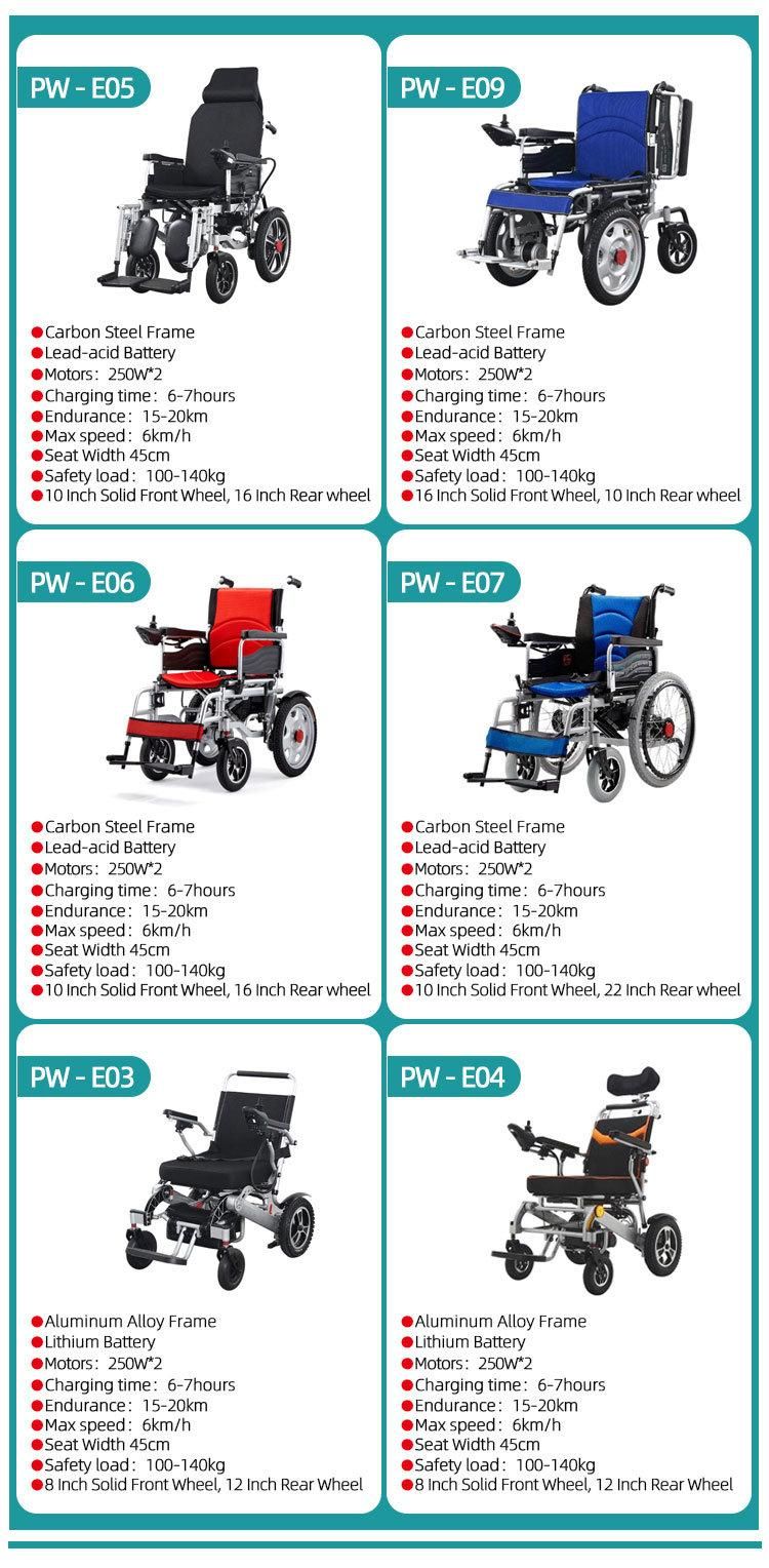 High Quality Electric Wheelchair with Aluminum Alloy Rear Wheel and 4 Sets of Shock Absorption System