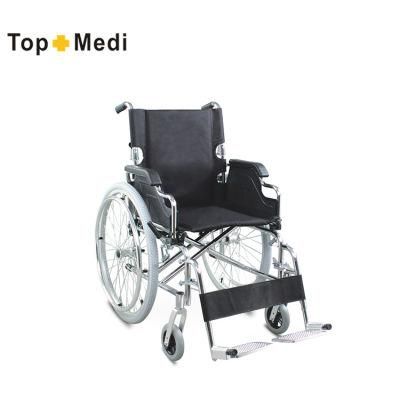 Steel Frame Pedal Manual Folding Wheelchair for Disabled