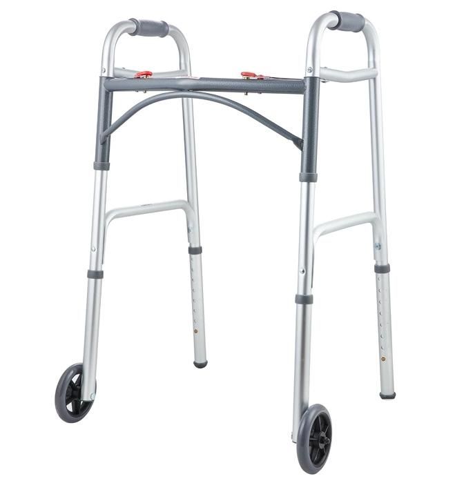 Rollator Walker Arc Shape Dual Button Folding Walker with 2 Wheels