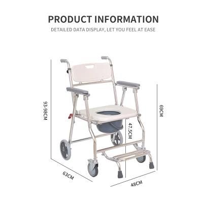 Transfer Commode Wheelchair Medical Equipment Foldable Bedside Commode with Wheels Toilet