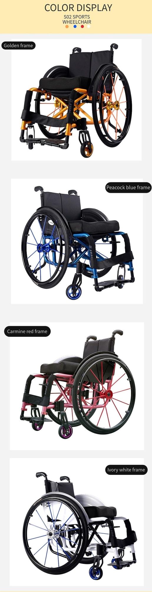 Lightweight Four Wheelchair Scooter Folding Manual Sports Wheelchair for Disabled