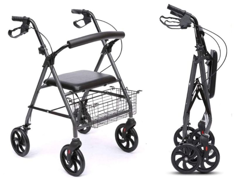 Economic Medical Rollator Walker Four Wheel Folding Walker, Linghtweight Disabled Scooter