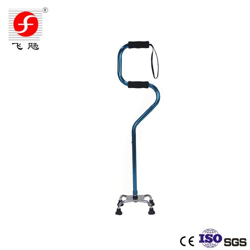 Elderly Aluminum Quad Cane Adjustable Walking Stick with Anti-Stumbling Design