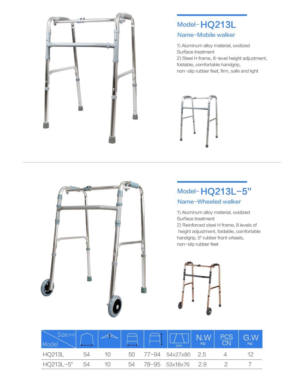 Outdoor Four-Wheels Detachable Aluminum Rollator Walker with Shopping Basket