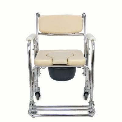 Aluminum Commode Chair Folding Commode Shower Wheel Chair for Disable Elder