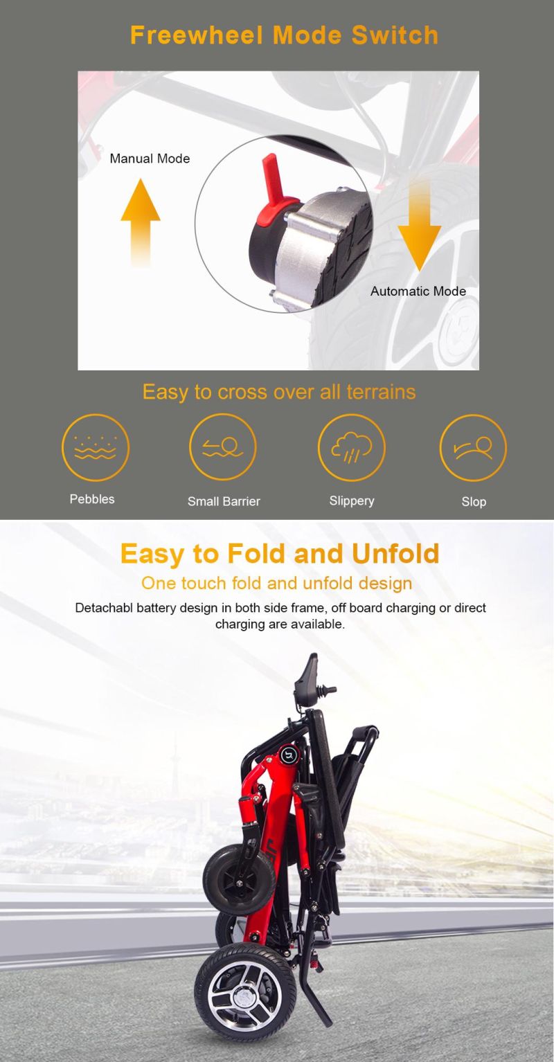 Hot Selling Handicapped Electric Folding Power Automatic Wheelchair with Joystick Controller