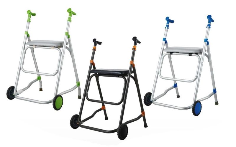 Folding Aluminium Frame Rollator Walker, Linghtweight Medical Walker with 2 Wheels and Paade Seat