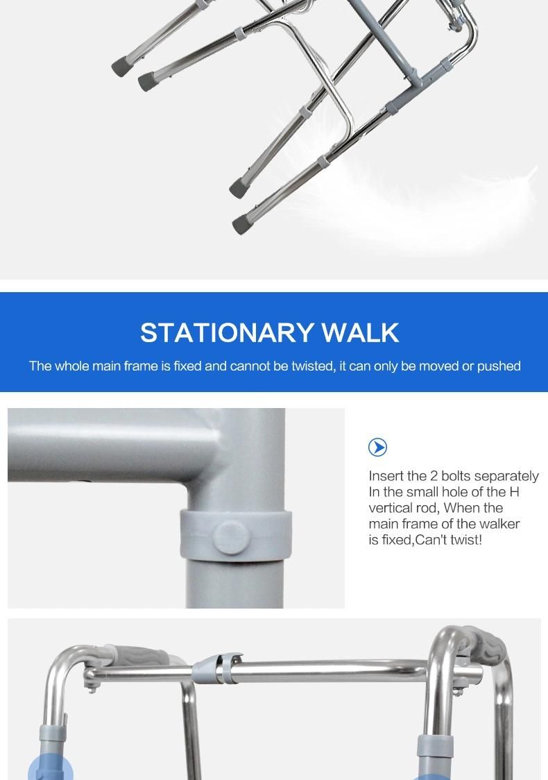 Hanqi Hq213L High Quality Aluminum Walker Walking Aid for Elderly and Disabled