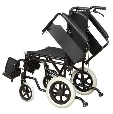 PU Tires Powder Coated Transport Steel Frame Wheelchair
