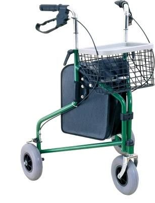 Folding Rollator Walker with PVC Bag Basket and Tray